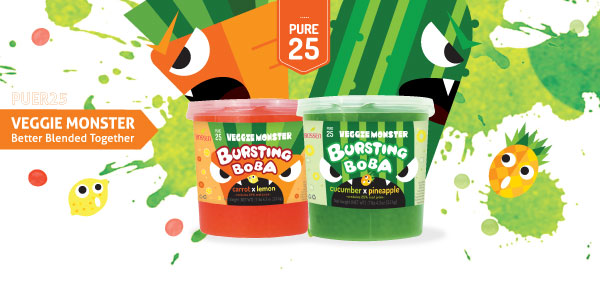 New: Bursting Boba® Pure25 Veggie Monster & More Fun Flavors