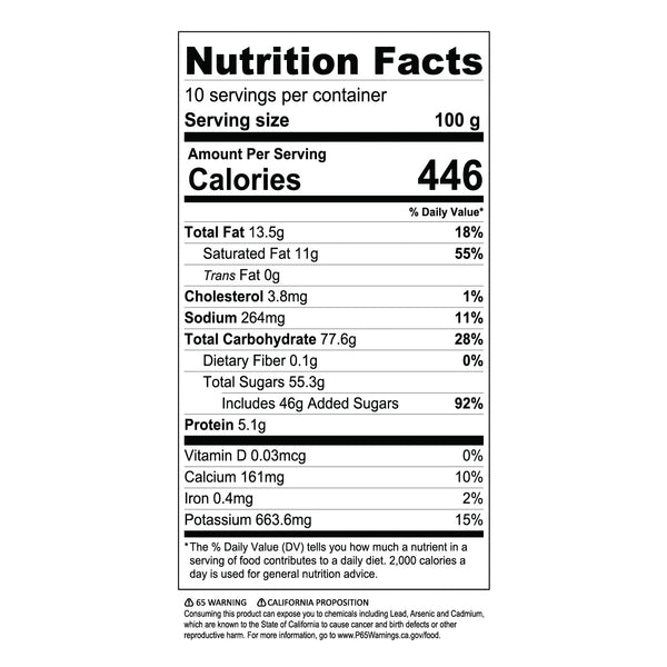 Horchata Powder Nutrition Facts
