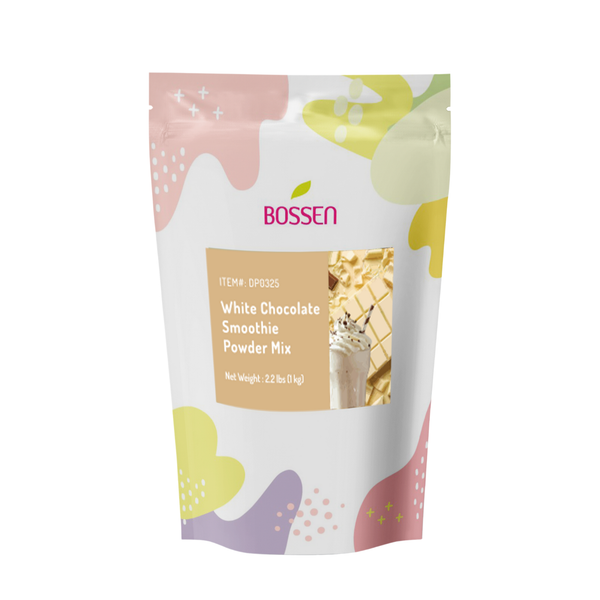 BOSSEN white chocolate smoothie powder mix packaging on a white background view 1