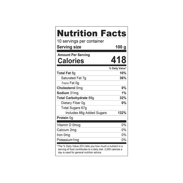 Nutrition Facts - White Chocolate Powder