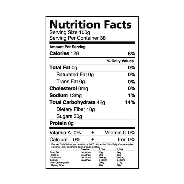 Lychee Jelly Topping for Bubble Tea & Desserts nutrition label
