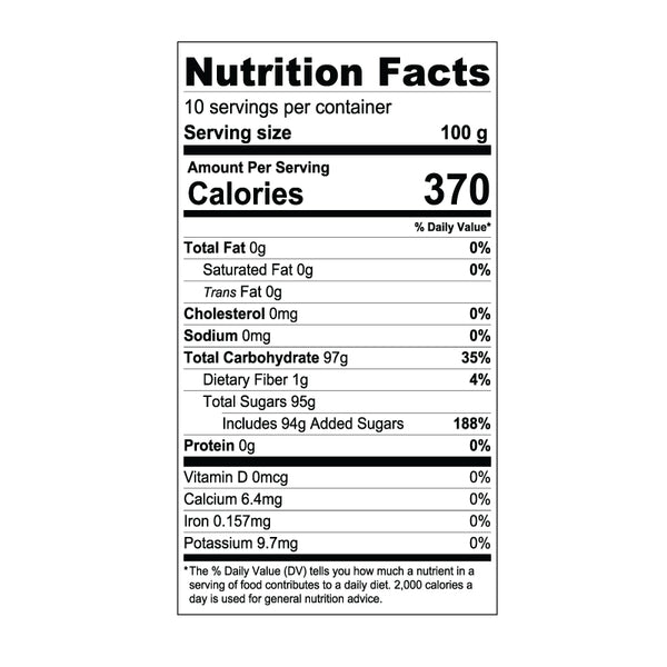 Ai Yu Jelly Powder Nutrition Facts