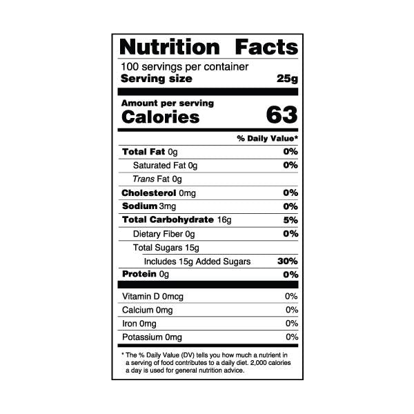 Banana Syrup Nutrition Label