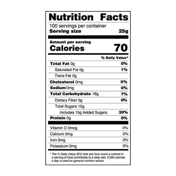Caramel Syrup Nutrition Label