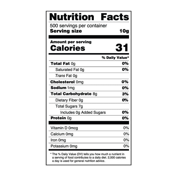 Golden Cane Sugar Syrup nutrition label
