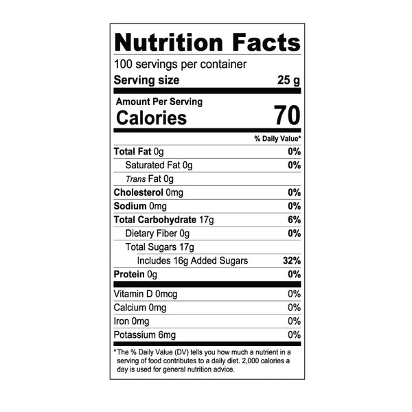 Grape Syrup Nutrition Label