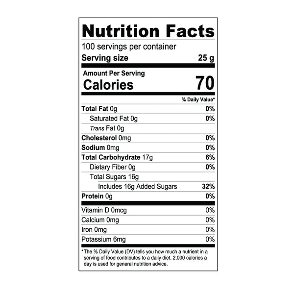 Lemon Syrup Nutrition Label
