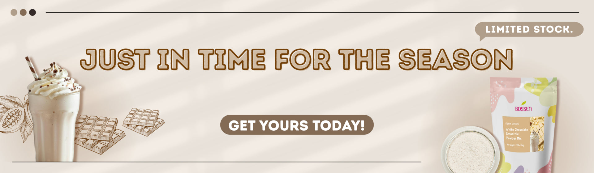 White Chocolate Flavored Smoothie Mix Powder. Just in time for the season. Get yours today.
