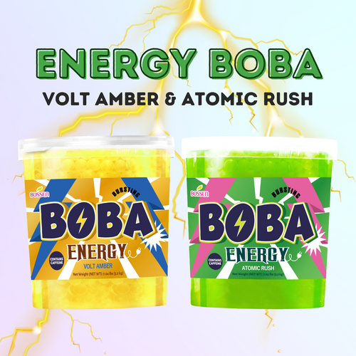 Energy Boba: Volt Amber and Atomic Rush flavors