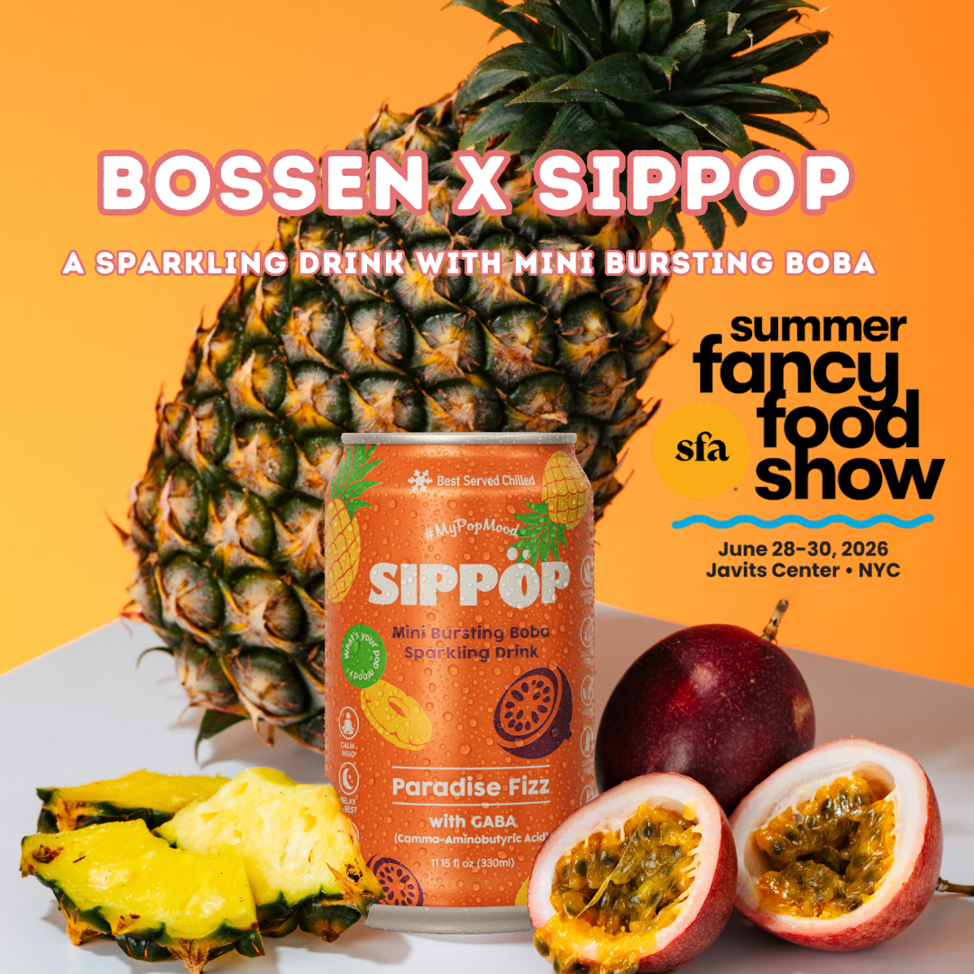Sippop Paradise Fizz can placed against with fruits against a background