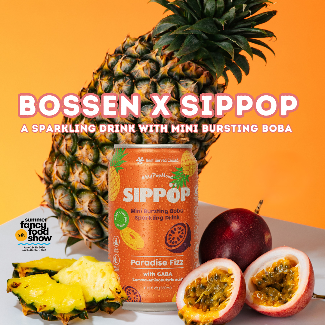 Sippop Paradise Fizz can placed against with fruits against a background