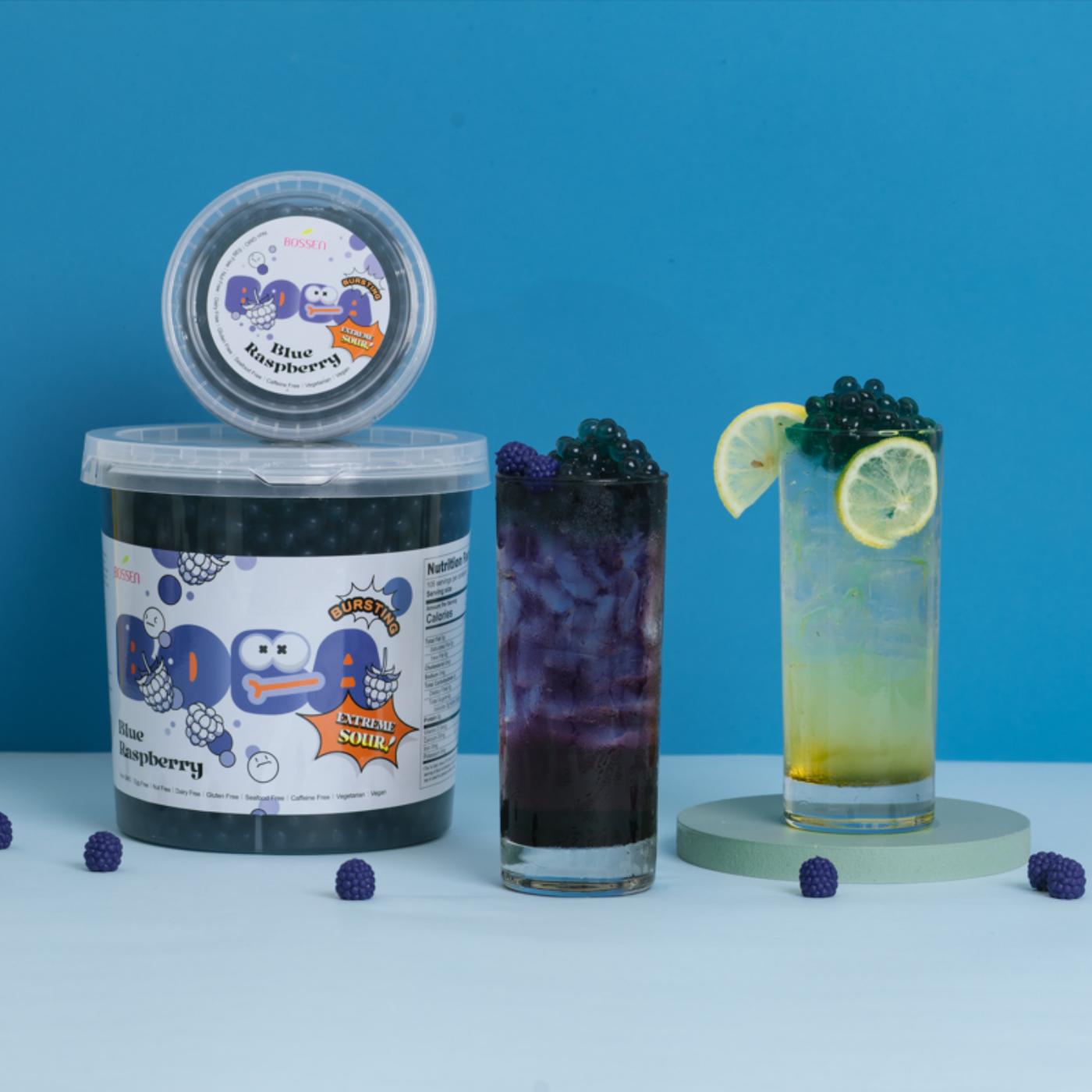 Blue Raspberry Boba Tea Lemonade Blue Raspberry Bursting Boba Juice Balls for Bubble Tea & Desserts ...