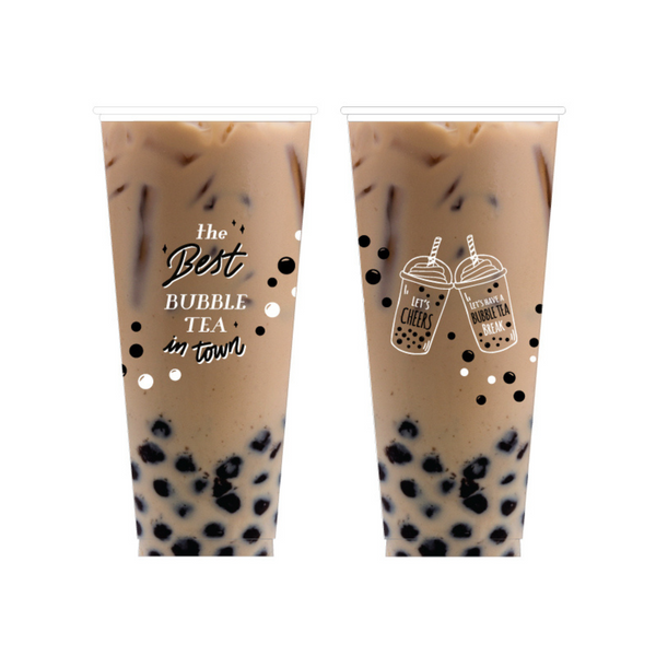 "Boba Tea" Design PP Plastic Cups (90mm) view 1