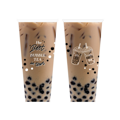 "Boba Tea" Design PP Plastic Cups (90mm)