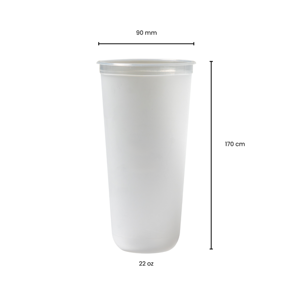 22oz / 660ml Frosted Matte PP Cups – Injection Molded, 90mm (500 pcs) view 3