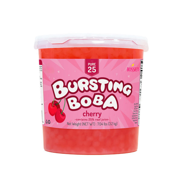 Bossen Bursting Boba cherry flavor packaging on a white background view 1