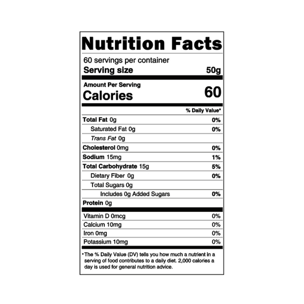 Nutrition facts label with detailed information on a white background