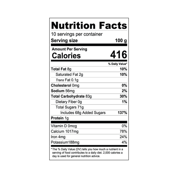 Nutrition facts label on a white background
