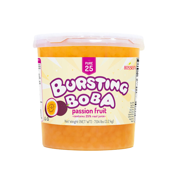 Bossen Bursting Boba passion fruit flavor container on a white background view 1