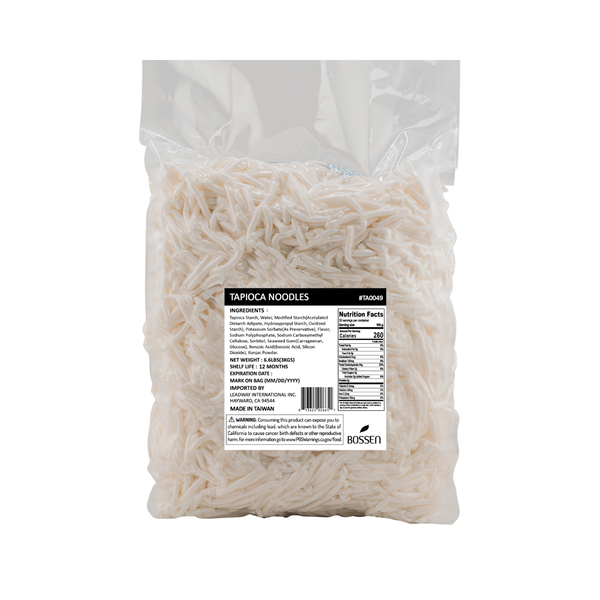 Bag of tapioca noodles with a label on a white background view 1
