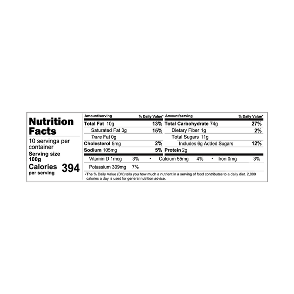 Taro Grade A Powder Nutrition Facts