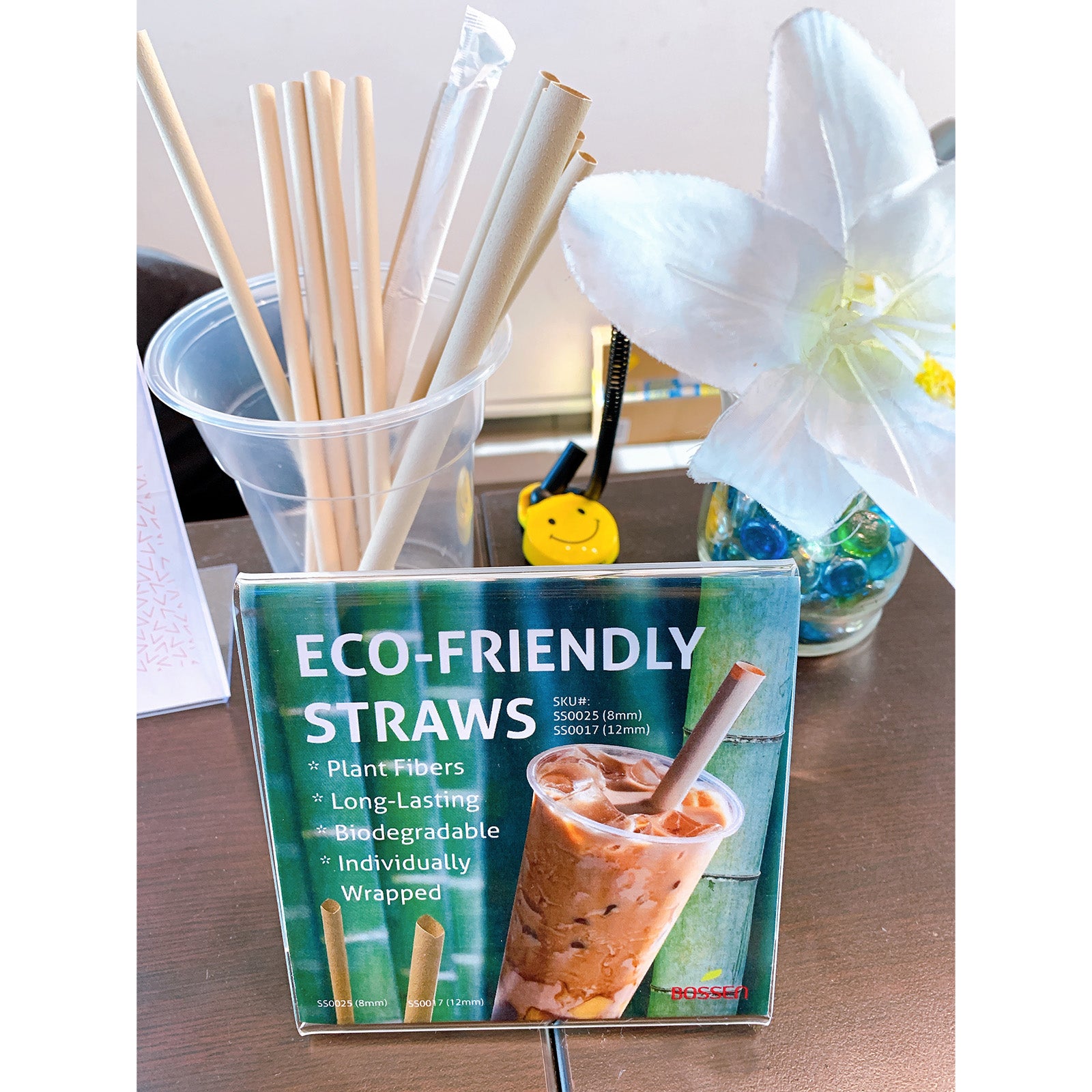 Jungle Straws® Bamboo Straws • Pack of 6 Reusable Drinking Straws Including  Boba Straw for Bubble Tea • Storage Bag & Pouch • Zero Waste Natural