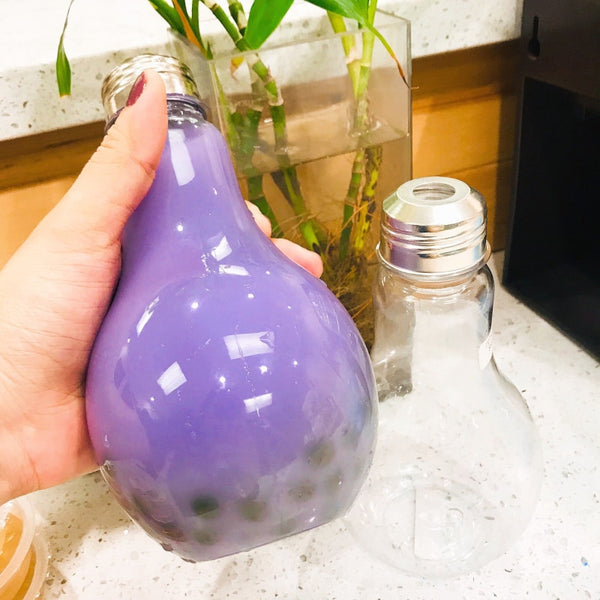 PET Lightbulb Cup with Lid for Bubble Tea taro with boba view 3