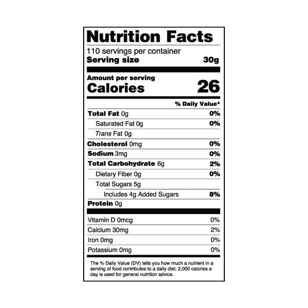 Pink Rose Bursting Boba® Embrace Boba nutrition label - Bossen