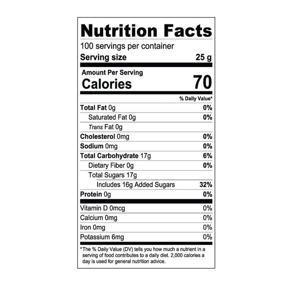 Green Apple Syrup Nutrition Label