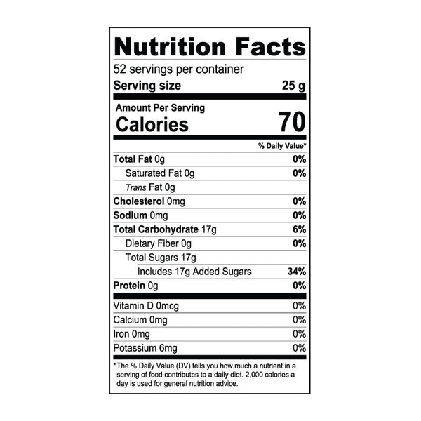Pomegranate Syrup Nutrition Label