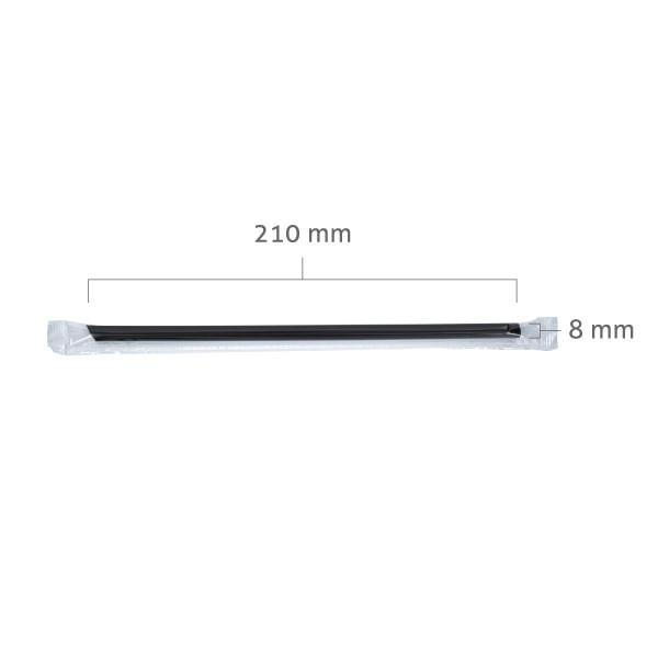 Small Black Plastic Straws, Individually Plastic Wrapped (8mm x 21cm)