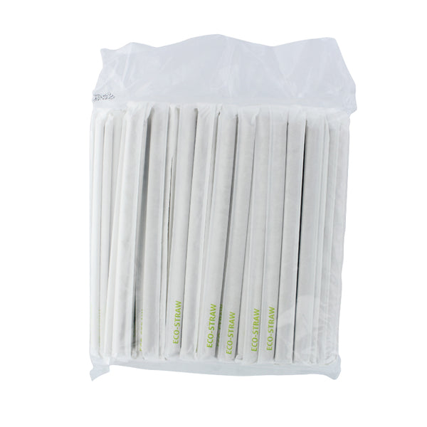 Eco-Friendly Straws, 8mm Paper Wrapped (21cm) single bag view 3