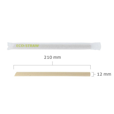 Big Biodegradable Bamboo Straw , Individually Paper  (12mm x 21cm)