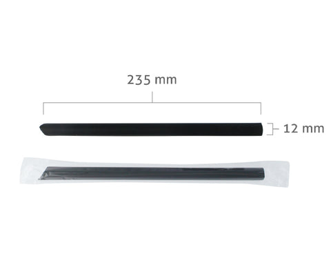 Extra Long Boba Black Plastic Straws, Individually Plastic Wrapped (12mm x 23.5cm)