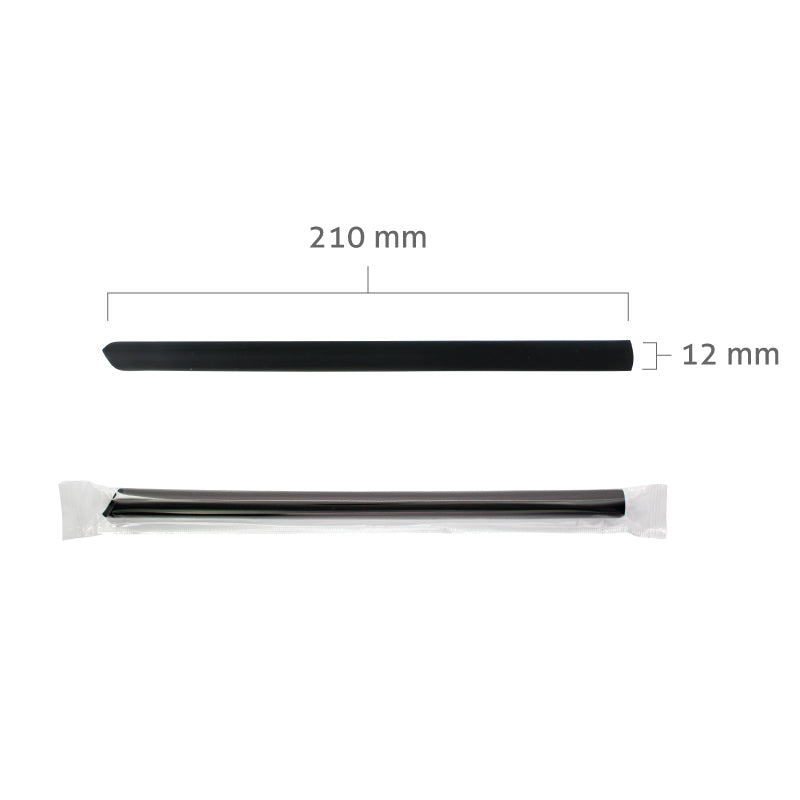 Small Black Plastic Straws, Individually Plastic Wrapped (8mm x 21cm)