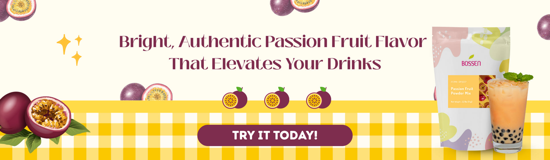 Bright, Authentic Passion Fruit Flavor  That Elevates Your Drinks. Try it Today!